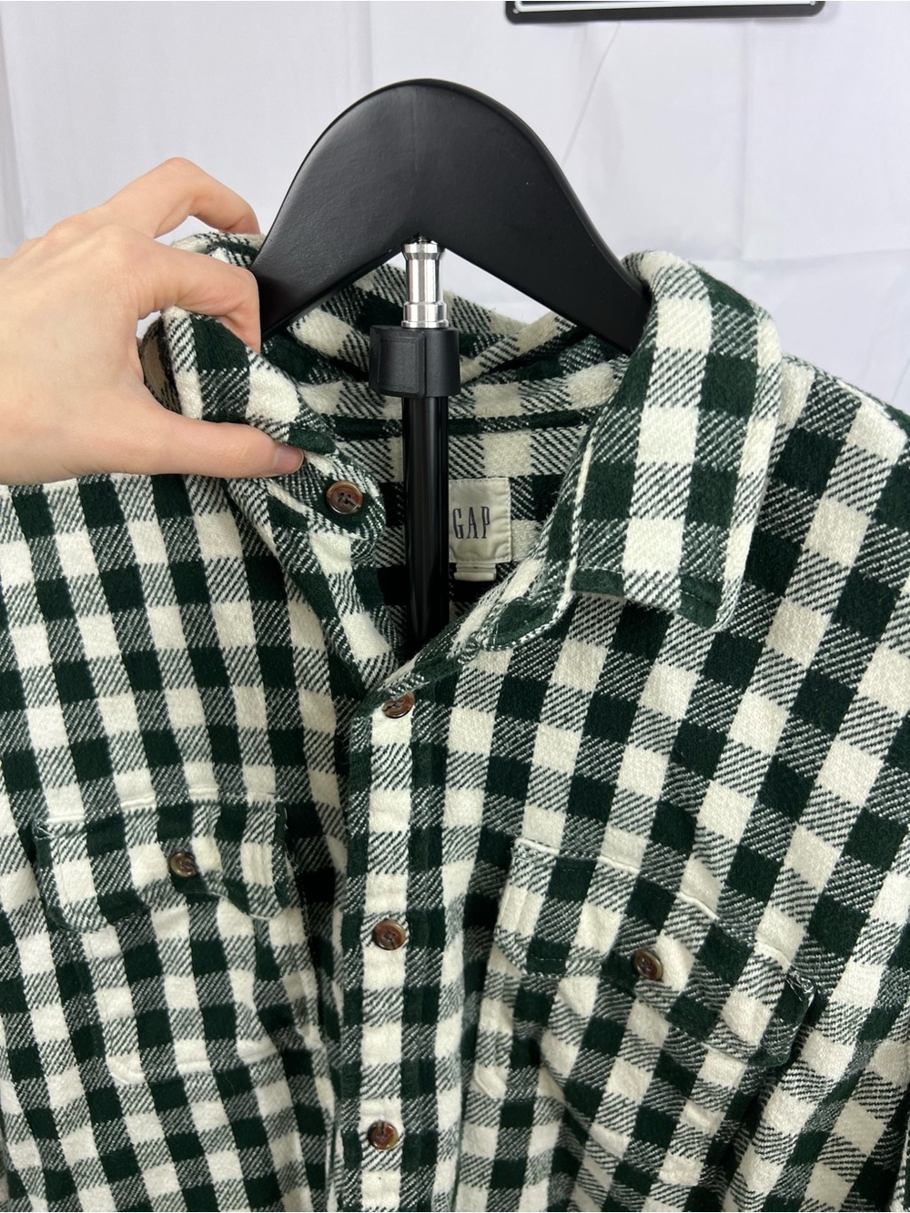 Gap Green Plaid Button Down Shirt Men’s Size Large 100% Cotton